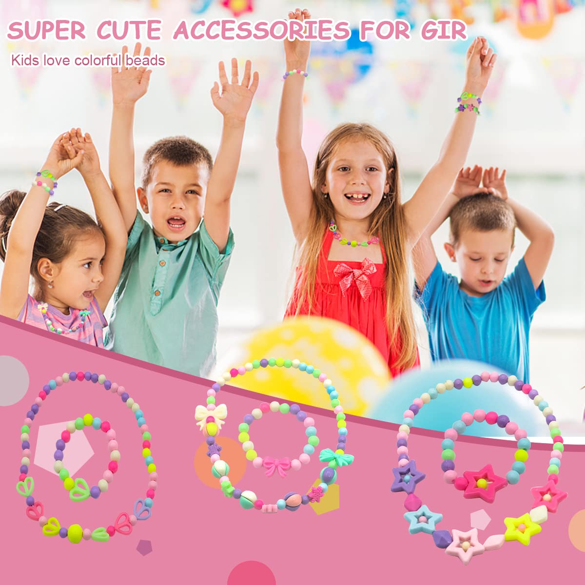 SANNIDHI® 12 Pcs Beaded Necklace Bracelet Set for Girls Combo Jewelry Set Stretch Beads Bracelets Necklaces for Girls Kids Baby Toddler Gift Princess Party Dress Up Cosplay Accessories SANNIDHI® 12 Pcs Beaded Necklace Bracelet Set for Girls Combo Jewelry Set Stretch Beads Bracelets Necklaces for Girls Kids Baby Toddler Gift Princess Party Dress Up Cosplay Accessories